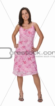 Woman in a pink dress