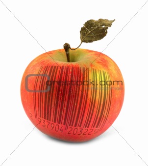 apple with bar code