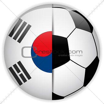 South Korea Flag with Soccer Ball Background