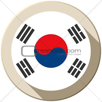 South Korea Flag Button Icon Modern