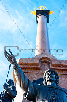 Column on a background of blue sky in Yaroslavl, Russia