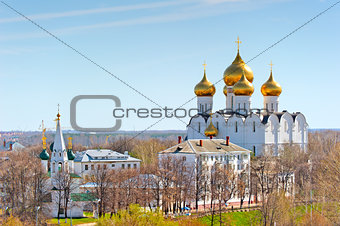 view urban architecture of Yaroslavl from above