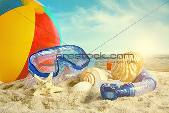 Summer toys at the beach