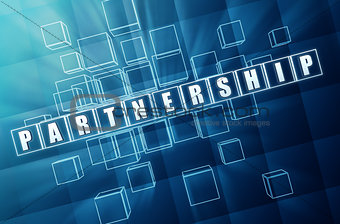 partnership in blue glass cubes