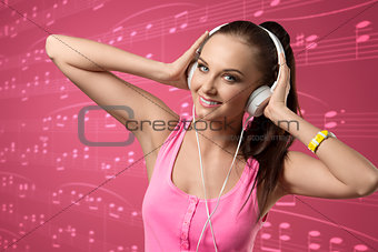 young girl with headphones 
