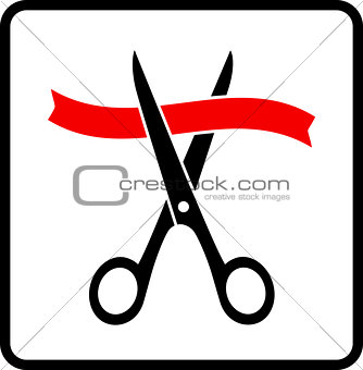 scissors cutting red ribbon