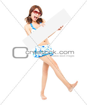 happy sunshine woman holding a board