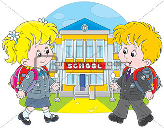 Schoolchildren going to school