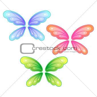 Vector set of butterfly wings