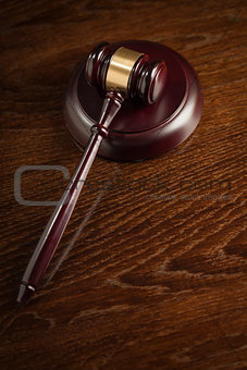 Wooden Gavel Abstract on Table