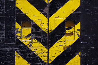 grunge door - yellow and black stripes