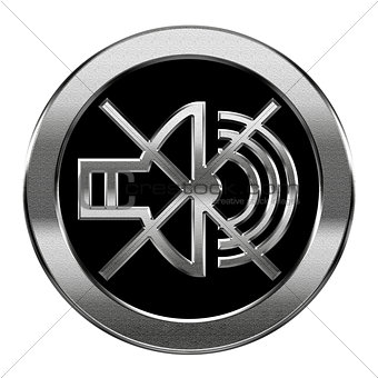 speaker off icon silver, isolated on white background.