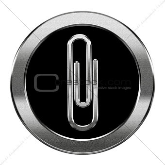 Paperclip icon silver, isolated on white background