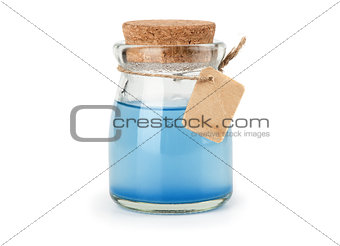 blue magic potion isolated on white