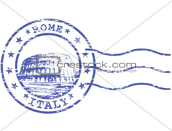 Shabby stamp with Colosseum - sights of Rom