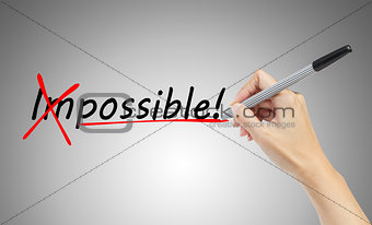 hand drawing and  changing the word impossible to possible, busi
