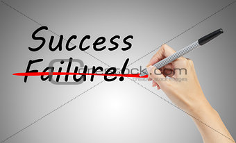 hand drawing the word 'success' business concept