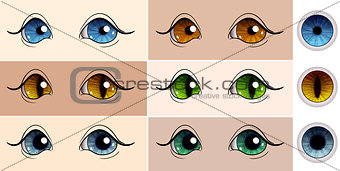 Vector set of colored pupils