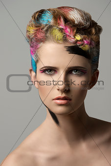 cute girl in multicolor beauty shoot 