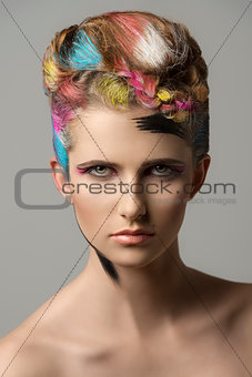 charming girl in creative beauty style 