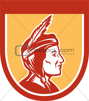 Native American Indian Chief Shield Retro