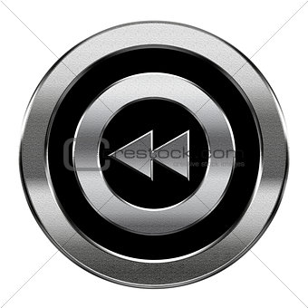 Rewind Back icon silver, isolated on white background.