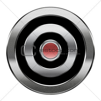 Record icon silver, isolated on white background.