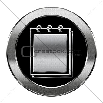 Notebook icon silver, isolated on white background.