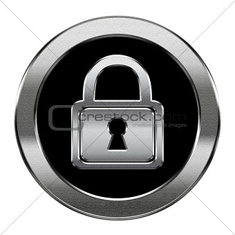 Lock icon silver, isolated on white background.