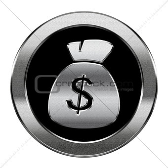 dollar icon silver, isolated on white background