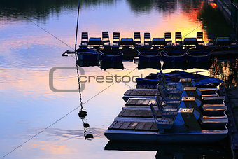 Boat station at sunset