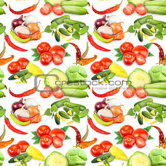 Seamless pattern with vegetables and spices