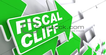 Fiscal Cliff on Green Direction Arrow Sign.