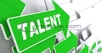 Talent on Green Direction Arrow Sign.