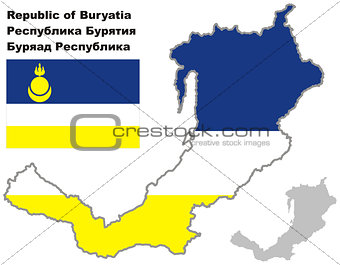 outline map of Buryatia with flag