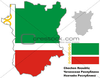 outline map of Chechnya with flag