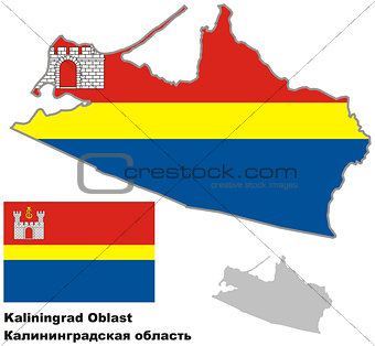 outline map of Kaliningrad Oblast with flag