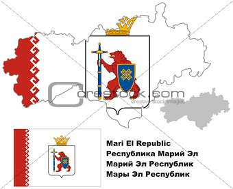 outline map of Mari El with flag