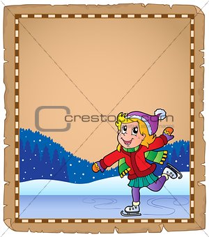 Parchment with girl skating on ice