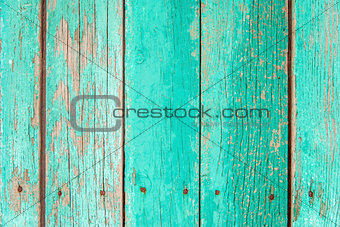 Old green wooden fence background