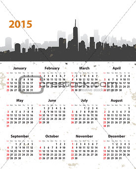 2015 year stylish calendar on cityscape grunge background