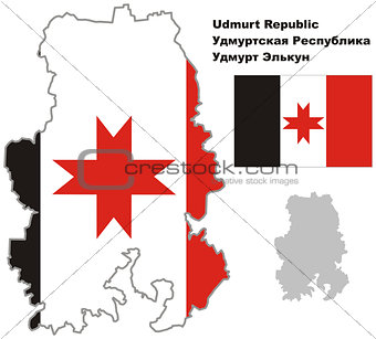 outline map of Udmurtia with flag