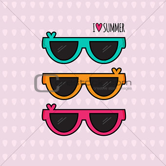 Summer background. Sunglasses. Vector illustration.