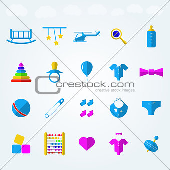 Flat icons for children toys