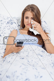 young attractive woman watching movie tv expression 