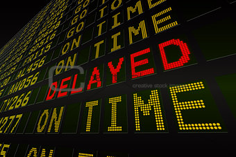 Black airport departures board