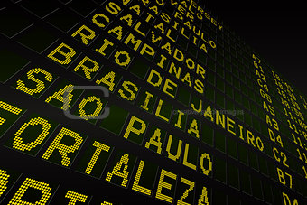 Black airport departures board for south america