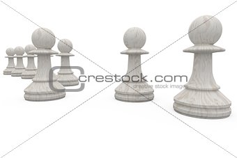 White chess pawns standing together