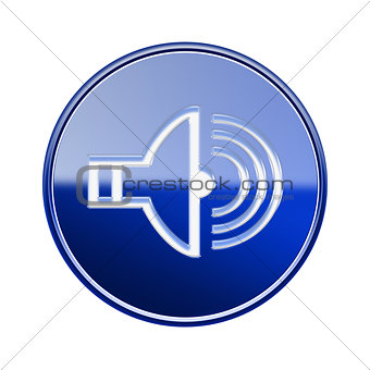 Speaker icon glossy blue, isolated on white background