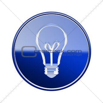 lightbulb icon glossy blue, isolated on white background